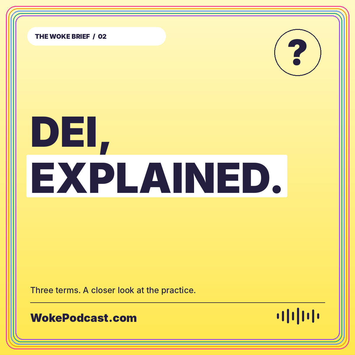DEI, EXPLAINED. — Three terms. A closer look at the practice.